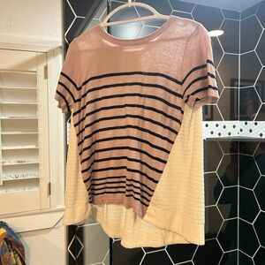 Anthropologie Pink Asymmetrical Short Sleeve T-shirt